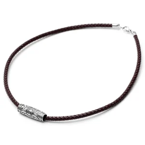 Fort Tempus Collier En Cuir Marron Et Rune Ovale 16