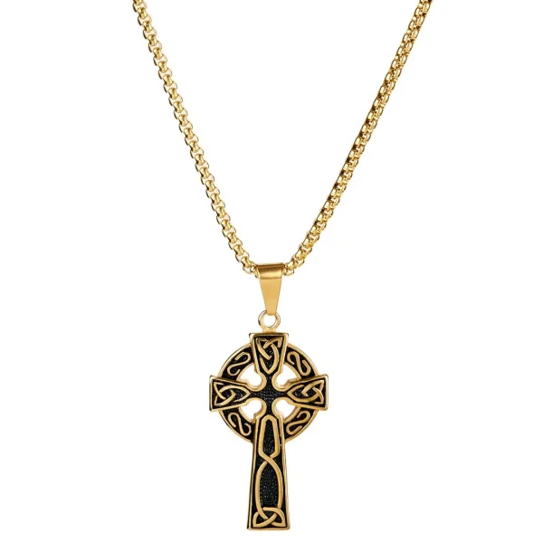 Fort Tempus Collier à Croix Celtique Dorée 1