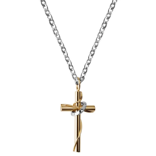 Fort Tempus Collier à Pendentif En Croix Dorée Avec Halo 1