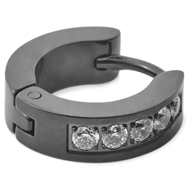 Lucleon Boucle D’oreille Noire Floyd à Zircones 1
