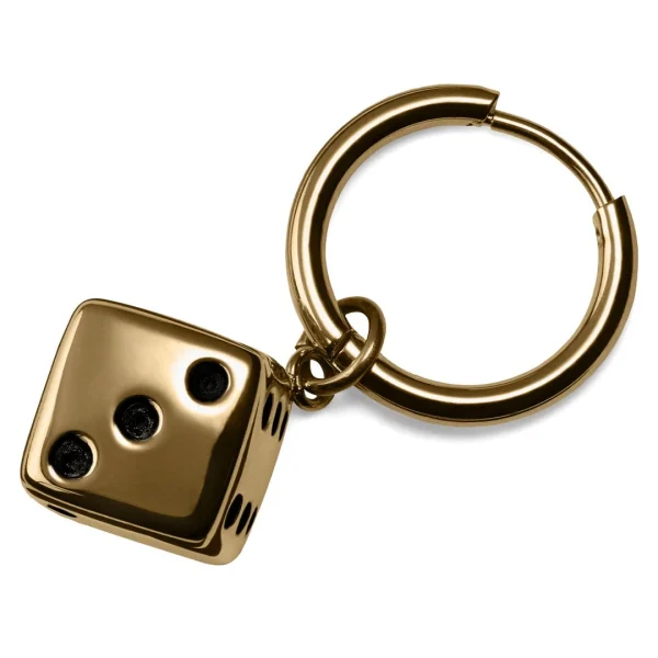 Lucleon Boucle D’oreille En Acier Doré Avec Pendentif Dé 4