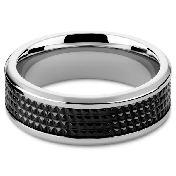 Lucleon Hyperan | Anneau Argenté En Titane Avec Motif Diamant Noir – 8 Mm 3