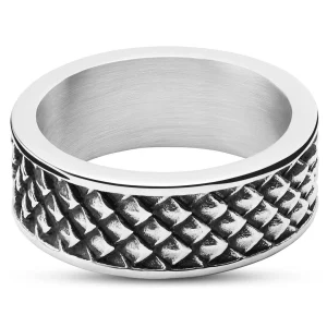 Moody Mason Bague Noire Et Acier à écailles De Dragon 9