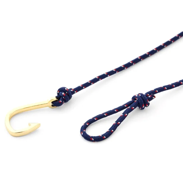 Tailor Toki Bracelet L’hameçon Doré à Cordon Bleu Marine, Blanc Et Rouge 3