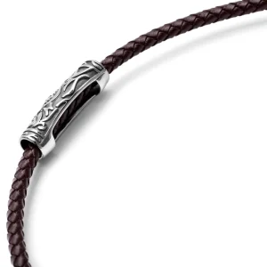 Fort Tempus Collier En Cuir Marron Et Rune Ovale 18