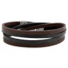 Lucleon Bracelet Roy à Double Tour En Cuir Foncé Bicolore Avec Fermoir Argenté 20