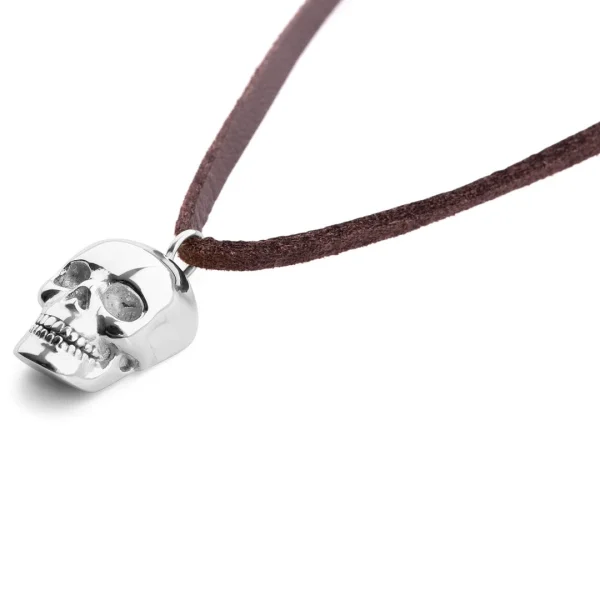 Lucleon Collier En Cuir à Pendentif Le Crâne Argenté 3