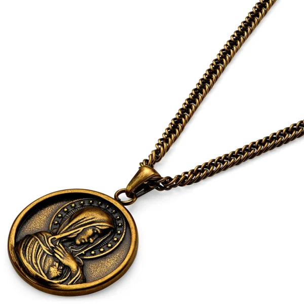 Lucleon Sanctus | Collier En Métal Doré Vintage à L’effigie De La Vierge Marie 5
