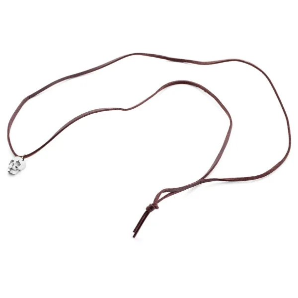 Lucleon Collier En Cuir à Pendentif Le Crâne Argenté 4