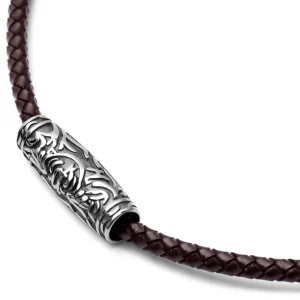 Fort Tempus Collier En Cuir Marron Et Rune Ovale 10