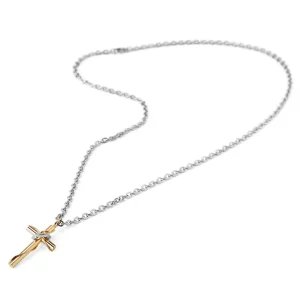Fort Tempus Collier à Pendentif En Croix Dorée Avec Halo 16