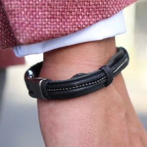 Fort Tempus Bracelet En Cuir Et Perles Grises 14
