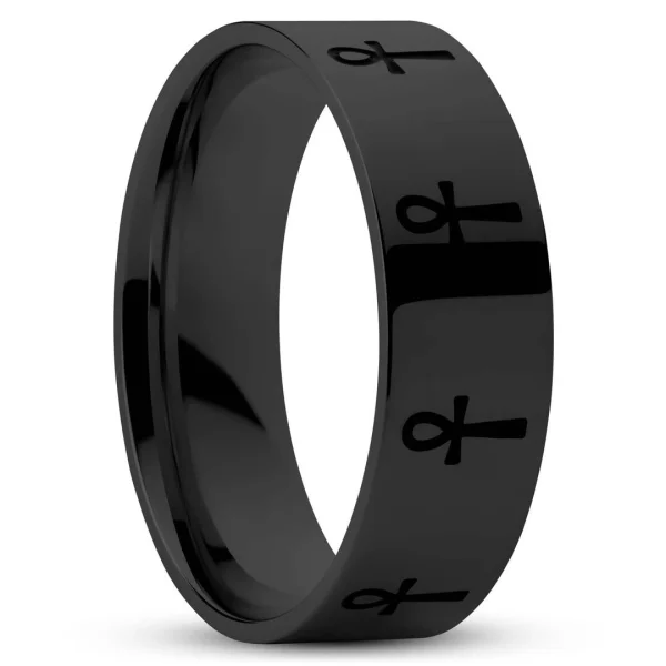Lucleon Anneau Ankh En Acier Noir 1
