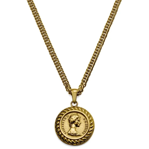 Lucleon Sanctus | Collier En Acier Doré à L’effigie D’Elizabeth II 1
