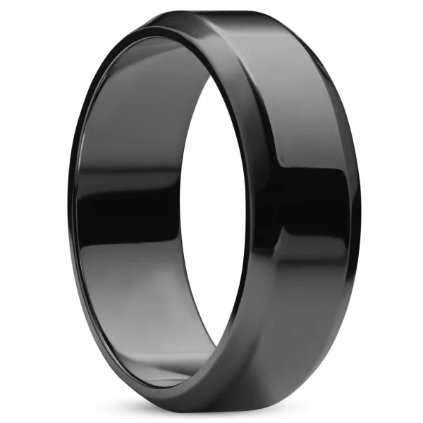 Lucleon Ferrum | Anneau à Bords Biseautés En Acier Inoxydable Noir Poli – 8 Mm 1