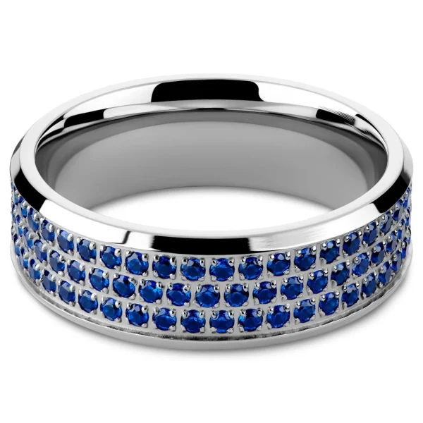 Lucleon Hyperan | Anneau Argenté En Titane Avec Zircones Bleues – 8 Mm 3