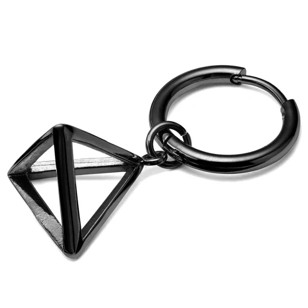 Lucleon Boucle D’oreille En Acier Noir Avec Pendentif Triangle 3