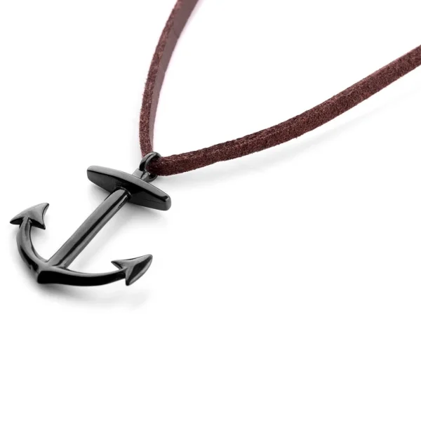 Lucleon Collier ‘L’ancre Noire » En Cuir Et Métal. 3