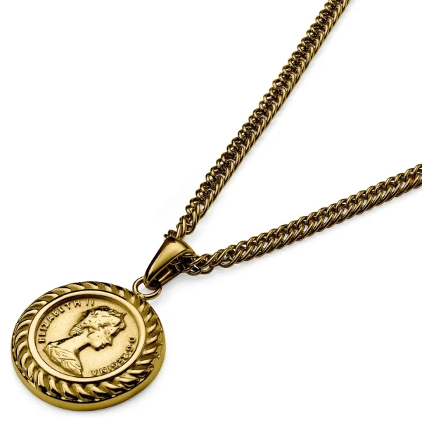 Lucleon Sanctus | Collier En Acier Doré à L’effigie D’Elizabeth II 6