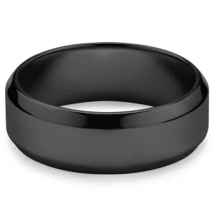 Lucleon Ferrum | Anneau à Bords Biseautés En Acier Inoxydable Noir Poli – 8 Mm 14