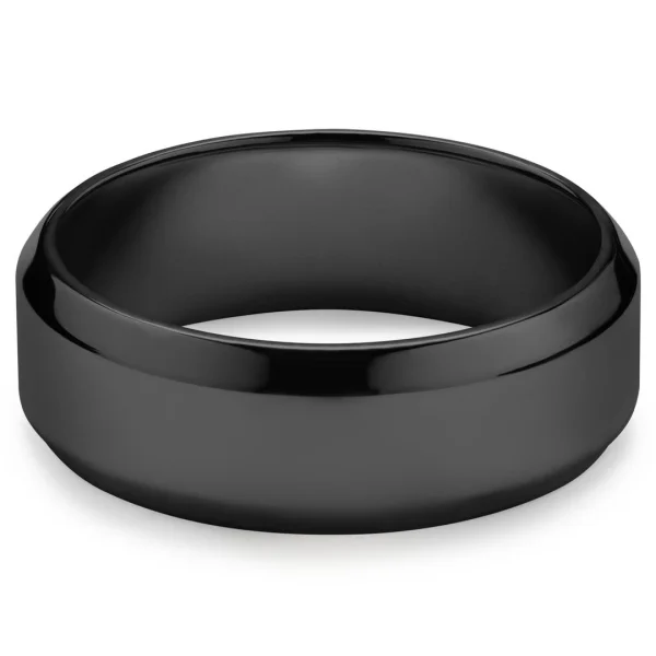 Lucleon Ferrum | Anneau à Bords Biseautés En Acier Inoxydable Noir Poli – 8 Mm 5