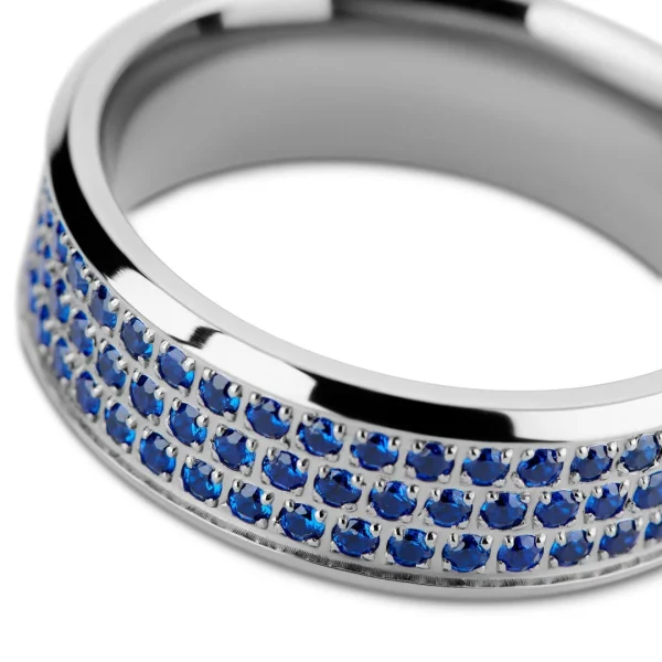 Lucleon Hyperan | Anneau Argenté En Titane Avec Zircones Bleues – 8 Mm 4