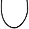 Collin Rowe Collier En Cuir Noir Tressé 5mm 22
