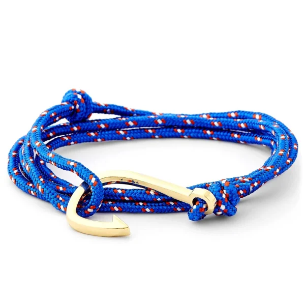 Tailor Toki Bracelet L’hameçon Doré à Cordon Bleu Mer, Blanc Et Rouge 1