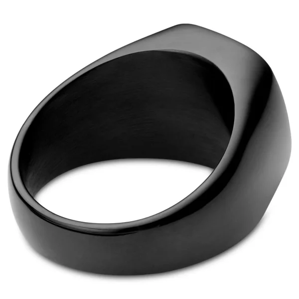 Lucleon Aras | Chevalière Pour L’auriculaire En Acier Inoxydable Noir Avec Pierre Agate Mousse 4