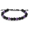 Arkai Bracelet Sanatio En Pierre De Lave & Améthyste De 8 Mm 16