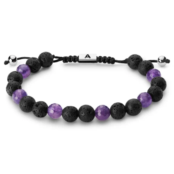 Arkai Bracelet Sanatio En Pierre De Lave & Améthyste De 8 Mm 1