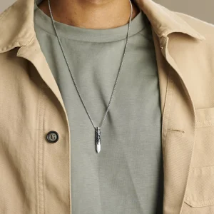 Arkai Collier Rico à Pendentif En Forme De Cartouche Argentée Et Turquoise Blanche 12