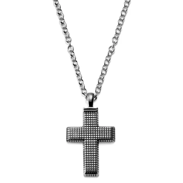 Lucleon Collier Et Croix Argenté à Motif Géométrique 1