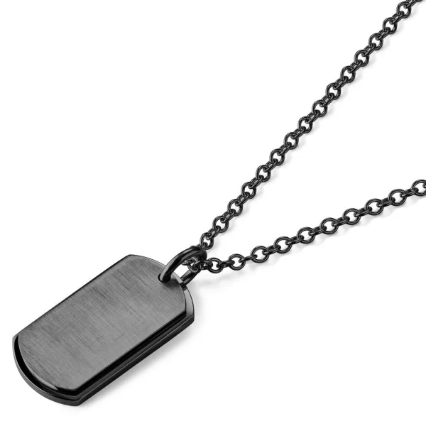Lucleon Collier à Pendentif Noir Plaque D’identité 3