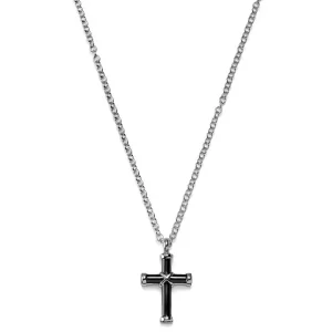 Lucleon Collier Et Croix Noire Aux Extrémités Argentées 12