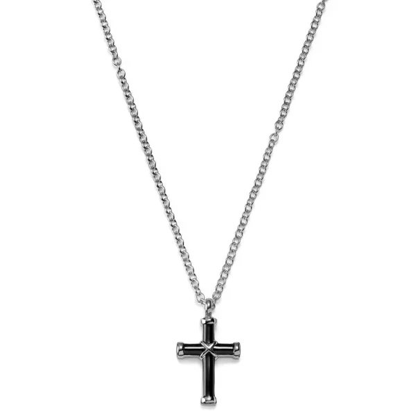 Lucleon Collier Et Croix Noire Aux Extrémités Argentées 4