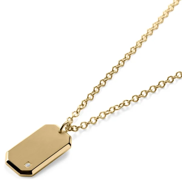 Lucleon Collier à Pendentif Plaque D’identité Militaire En Acier Doré Et Zircone 3