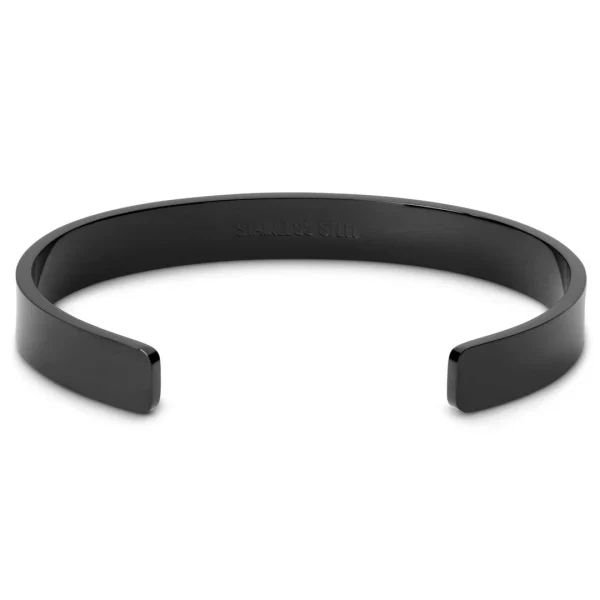 Lucleon Bracelet Manchette Noir En Acier 3