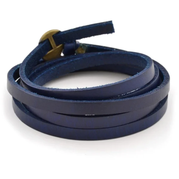 Collin Rowe Bracelet En Cuir Bleu Ajustable 1