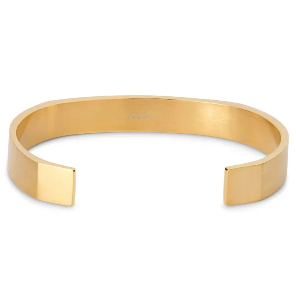 Lucleon Bracelet Manchette Doré En Acier Brossé 3