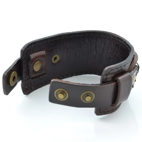 Collin Rowe Large Bracelet Marron à Double Renfort En Cuir 4