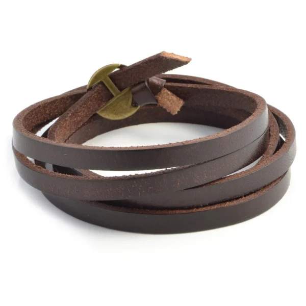 Collin Rowe Bracelet Torsadé Marron En Cuir De Longueur Ajustable 1