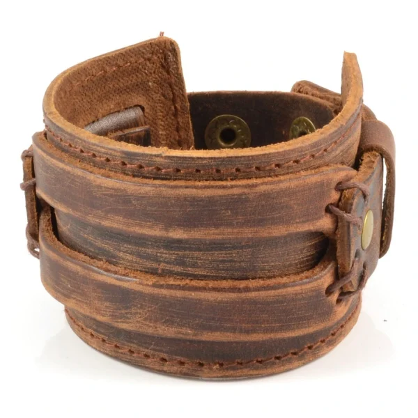 Collin Rowe Bracelet En Cuir Brut Marron 1