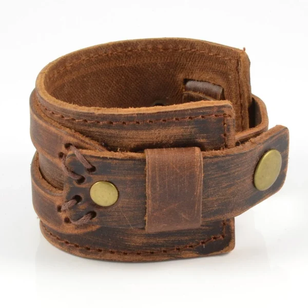 Collin Rowe Bracelet En Cuir Brut Marron 5