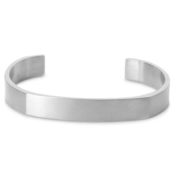 Lucleon Bracelet Manchette Argenté En Acier Brossé 1