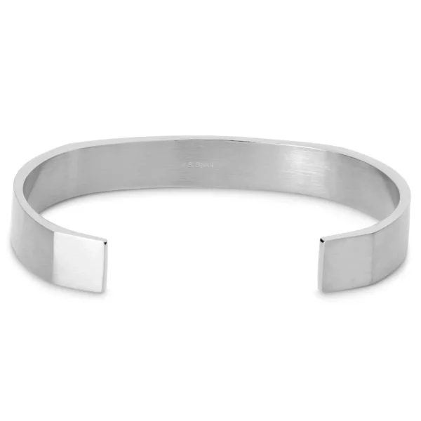 Lucleon Bracelet Manchette Argenté En Acier Brossé 3
