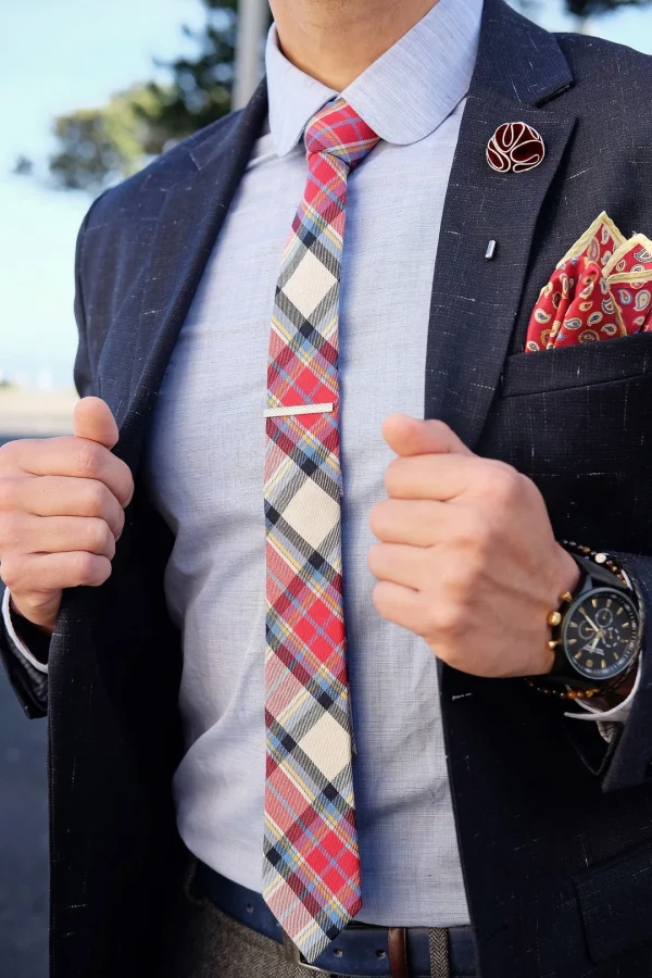 Warren Asher Boutonnière à Fleur Marron-rouge 5