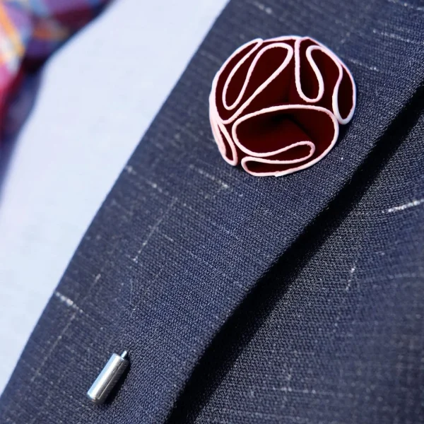 Warren Asher Boutonnière à Fleur Marron-rouge 4
