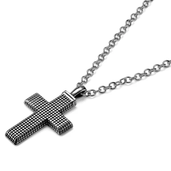 Lucleon Collier Et Croix Argenté à Motif Géométrique 3