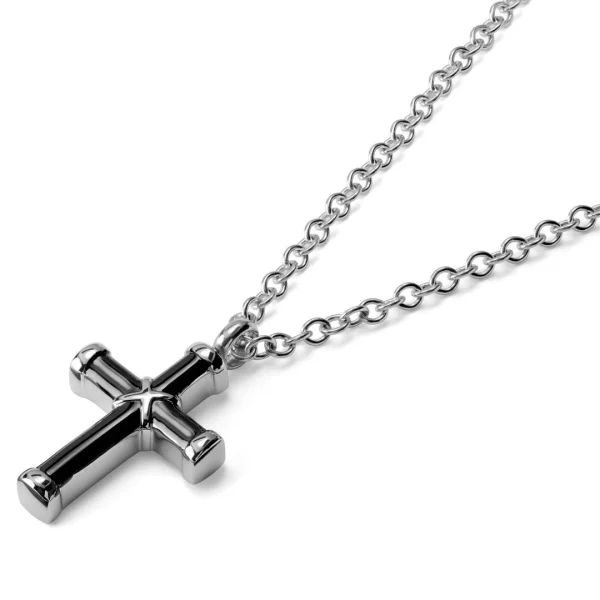 Lucleon Collier Et Croix Noire Aux Extrémités Argentées 3